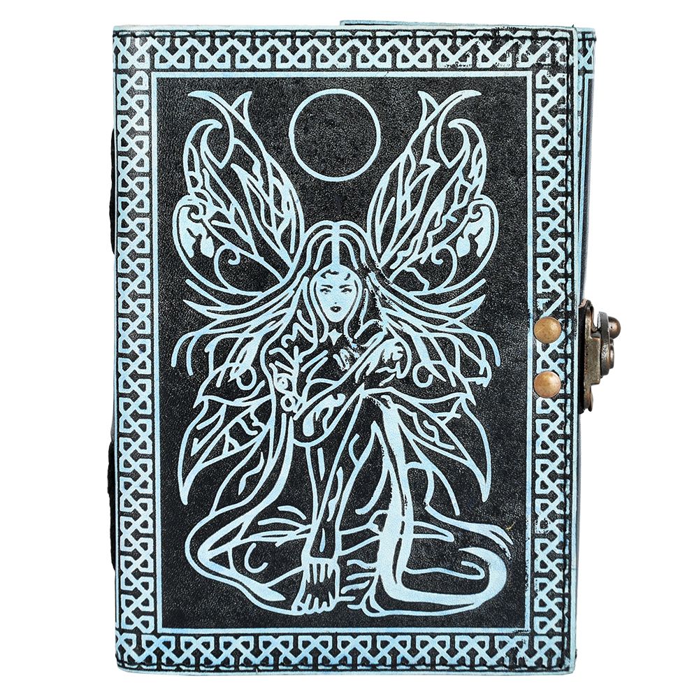 Under The Blue Fairy Moon Embossed Leather Journal - 7" x 5"