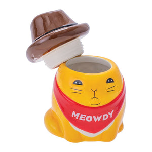 Fujima Meowdy Cat Cowboy Ceramic Stash Jar - 4.5"