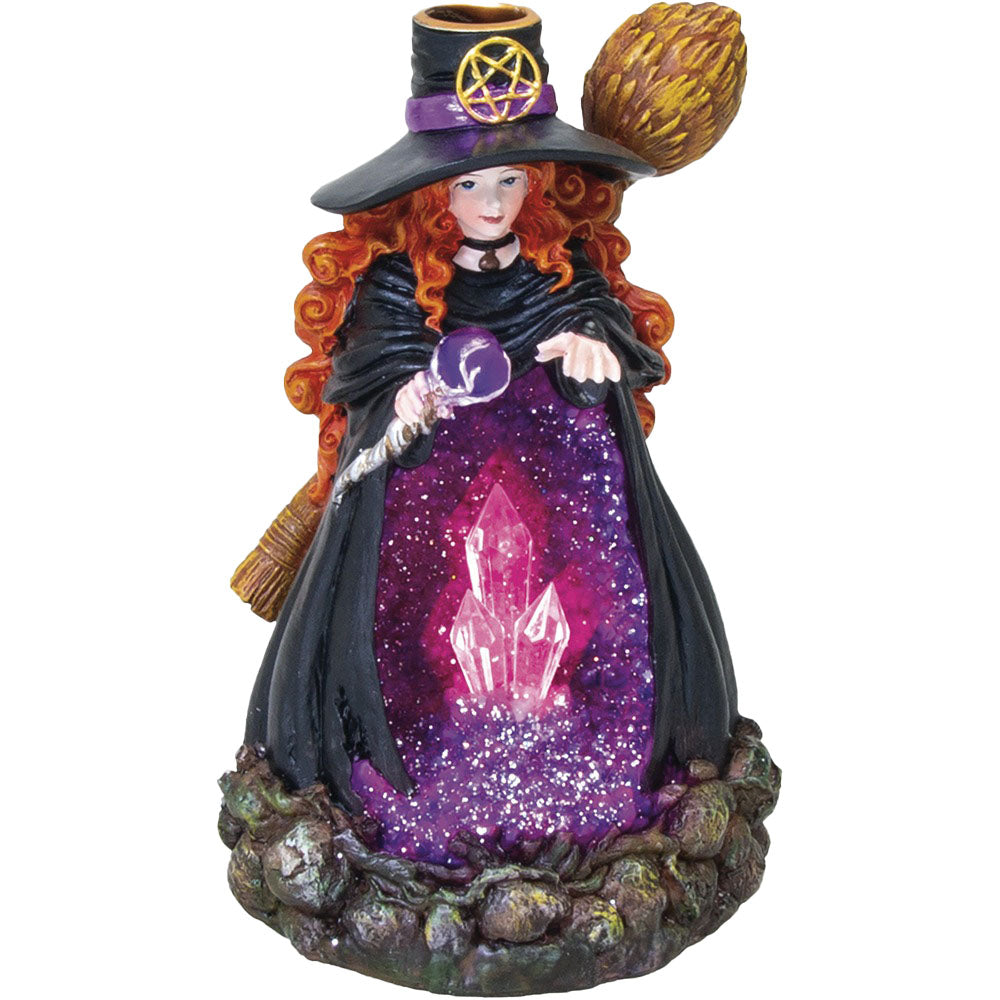 Fujima Purple Witch Backflow Incense Burner w/ LED - 6.75"
