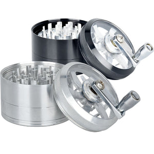 Piranha RETRO Clear Crank Top Aluminum Grinder | 4pc | 2.5"