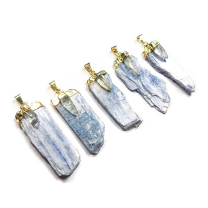 Kyanite Quartz Crystal Pendant Gold Plated Necklace Charm Healing Crystals And Stones CR16