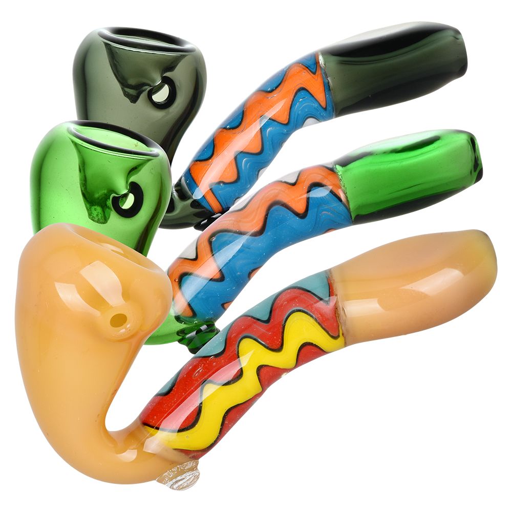 Groovy Waves Sherlock Glass Hand Pipe - 4"