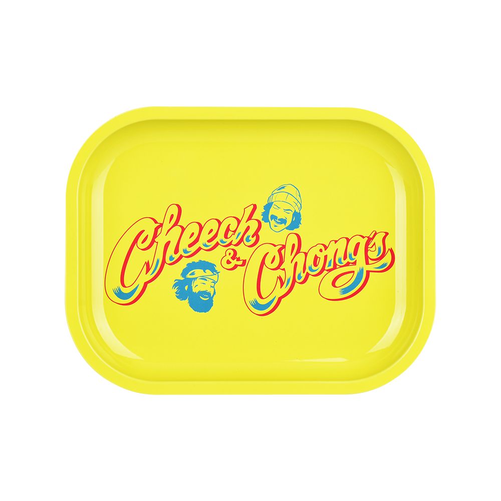 Cheech & Chong x Pulsar Mini Metal Rolling Tray - Yellow Logo / 7"x5.5"