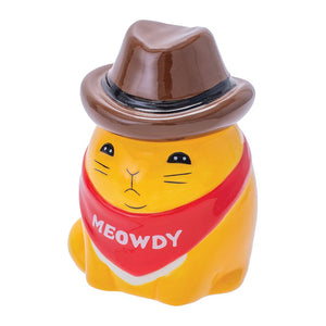 Fujima Meowdy Cat Cowboy Ceramic Stash Jar - 4.5"