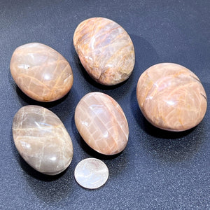 Peach Moonstone Flashy Palm Stone Carving Gemstone Decor Supply