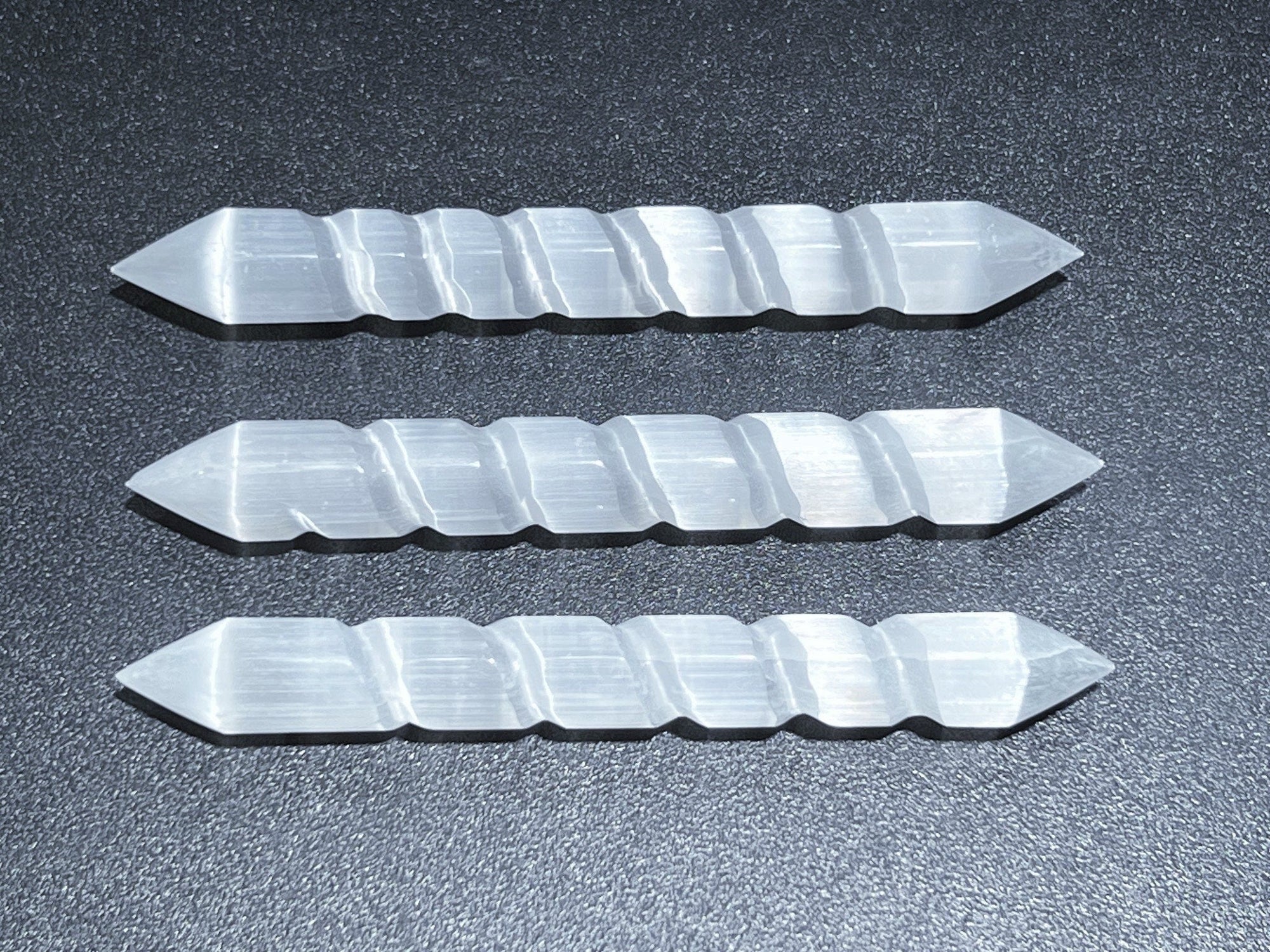 Selenite Crystal Spiral Wand Double Point Terminated