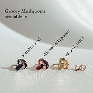 Groovy Mushrooms Metal Stud Earrings