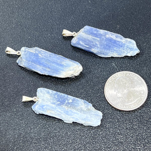 Kyanite Crystal Point Pendant (Silver Plated Bail) Gemstone Jewelry Necklace Supply