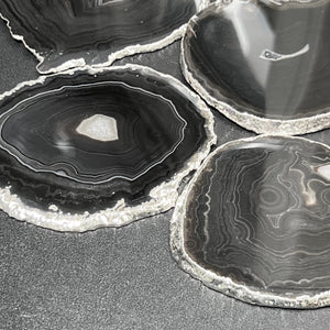 Agate Slice Coaster Silver Plated (Size #4)(4-5 Inches) Grade A Escort Place Cards