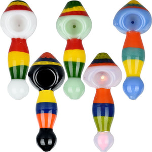 Striped Golf Ball Glass Hand Pipe - 5.25" / 10CT