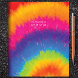 July 2024 - June 2025 Tie Dye Medium Monthly Planner