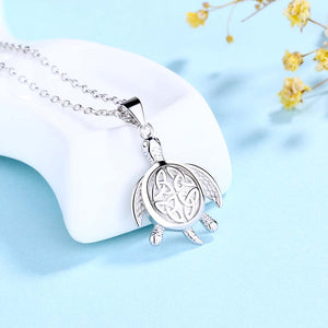 Sterling Silver Celtic Turtle Pendant Necklace