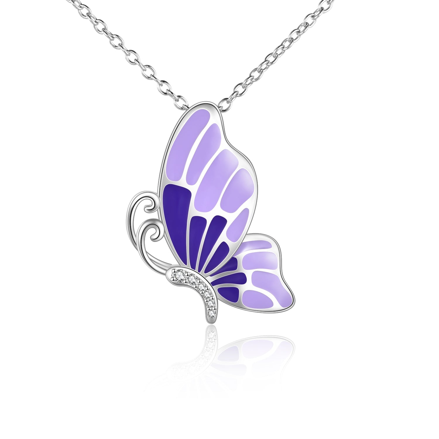 Sterling Silver Violet Butterfly Earring Studs or Necklace