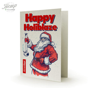 HAPPY HOLIBLAZE HEMP CANNABIS CHRISTMAS CARD