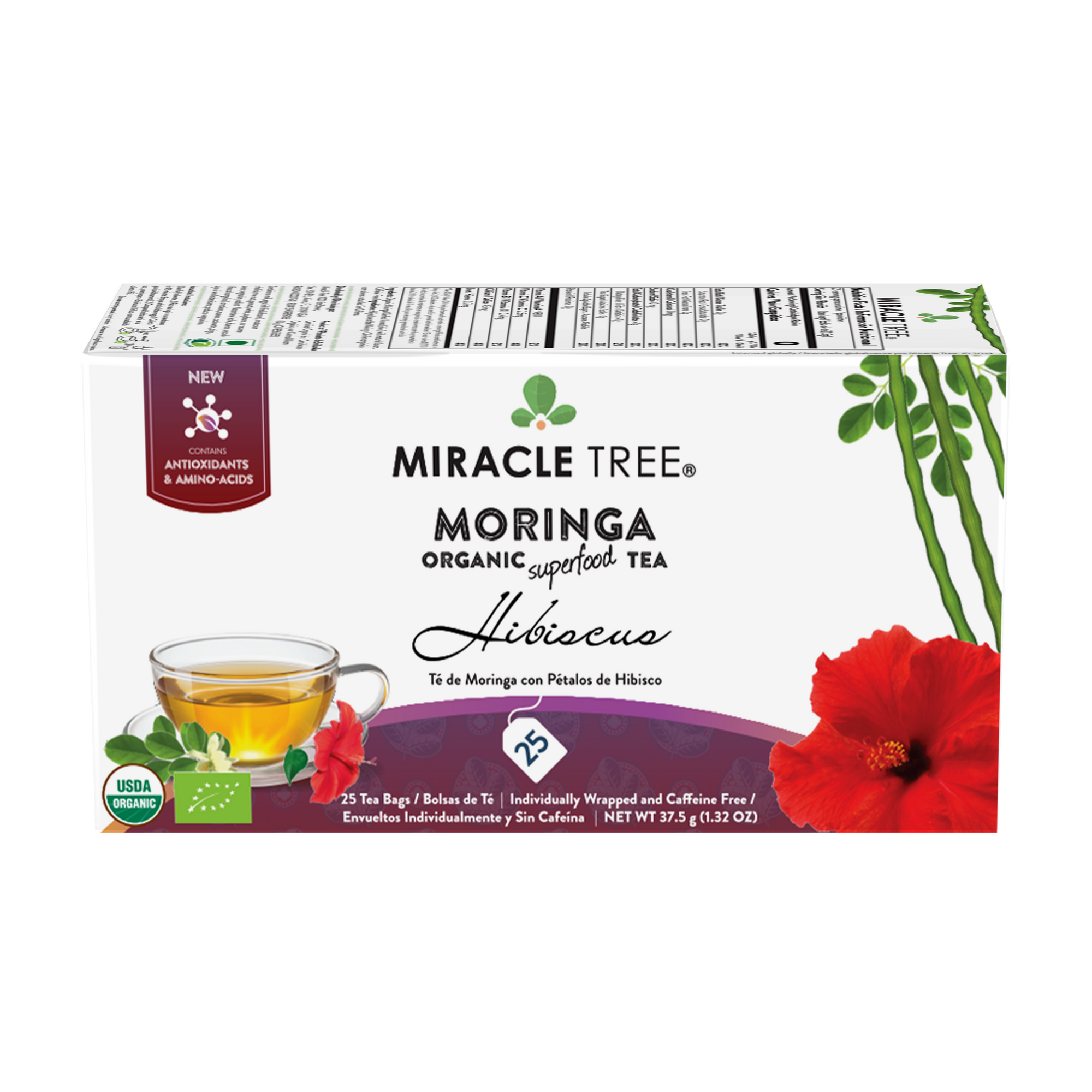 Organic Moringa Tea, Hibiscus by Miracle Tree