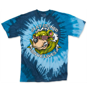 Stay Stoned Save Lives Blue Tie Dye Tee