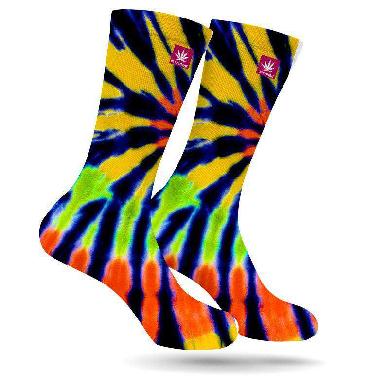 TIE DYE RASTA CREW WEED SOCKS