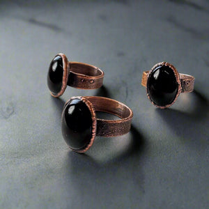 Bold Onyx Statement Ring | Copper