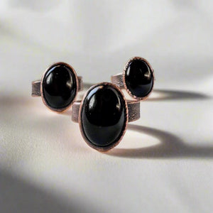 Bold Onyx Statement Ring | Copper