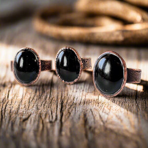 Bold Onyx Statement Ring | Copper