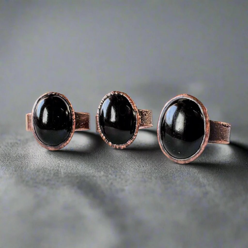 Bold Onyx Statement Ring | Copper