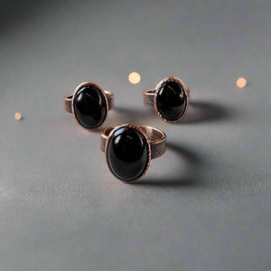 Bold Onyx Statement Ring | Copper