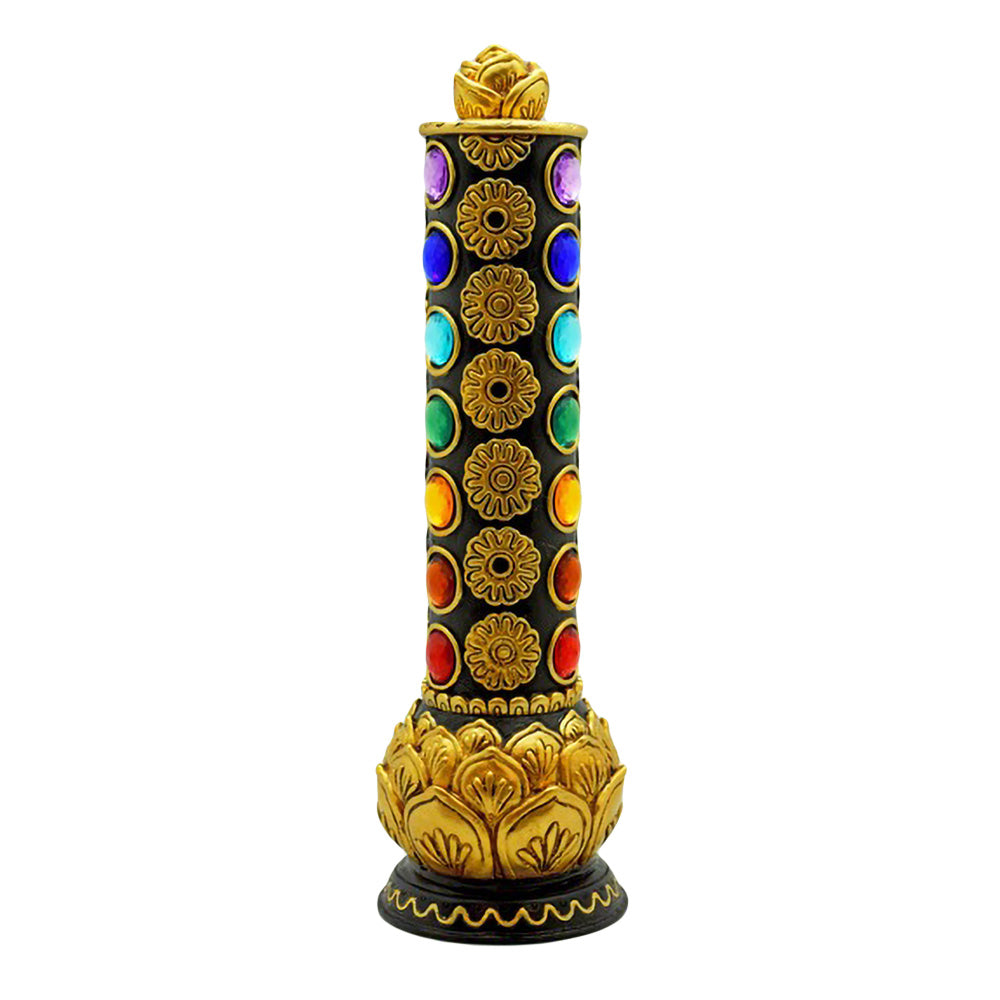Lotus Flower Enlightenment Tower Incense Burner - 12"