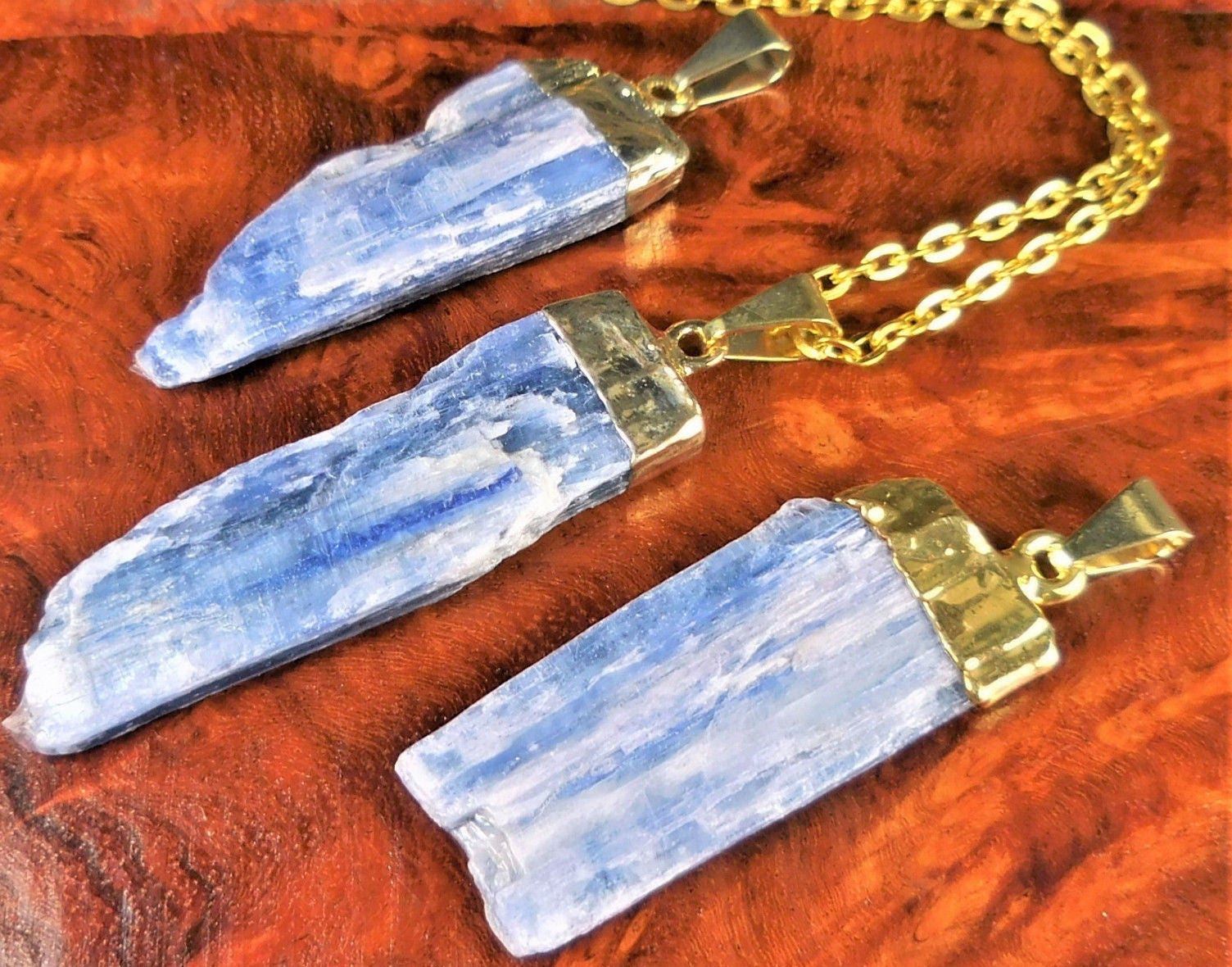 Kyanite Crystal Point Pendant Gold Plated Necklace Charm Healing Crystals And Stones