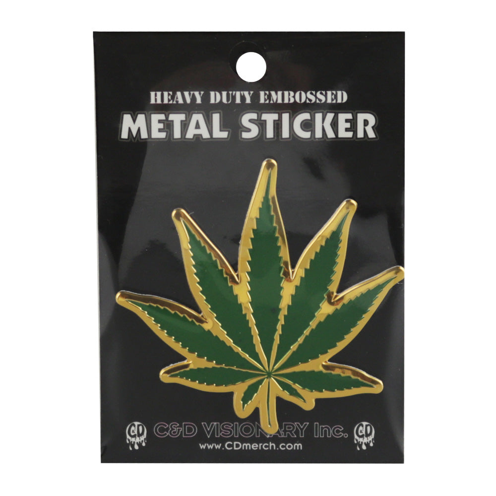 Hemp Leaf Metal Sticker