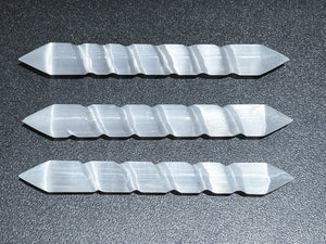 Selenite Crystal Spiral Wand Double Point Terminated