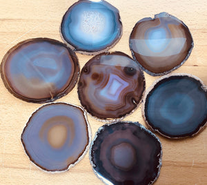 Large Agate Slice (4.5 - 5 Inches) Size #5 Round Crystal Slab Polished Escort Place Cards Coaster