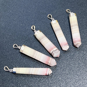 Pink Banded Calcite Crystal Point Pendant (925 Sterling Silver) Faceted Jewelry Necklace Supply