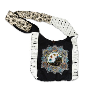 Yin Yang Hemp Leaf Mandala Sling Bag - 15"x15"