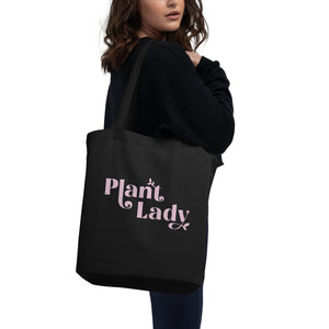 Plant Lady - Organic Cotton Tote Bag (pink on black)