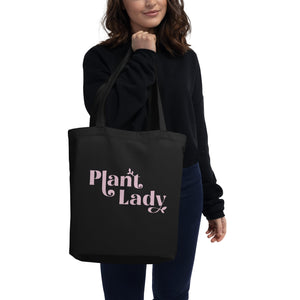 Plant Lady - Organic Cotton Tote Bag (pink on black)