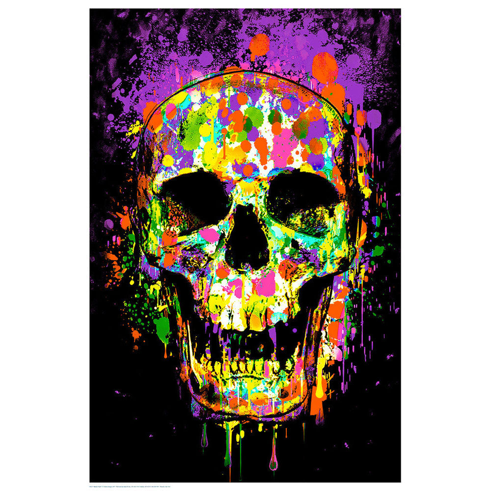 Splatter Skull Non-Flocked Blacklight Poster