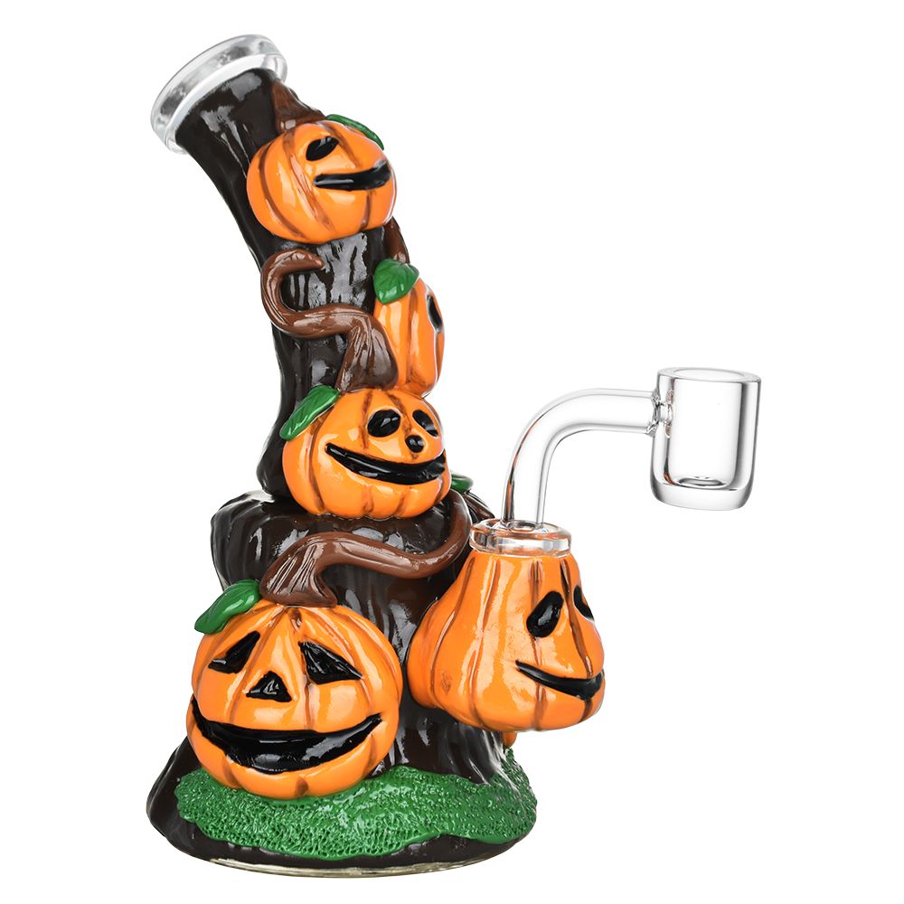 Piled Up Pumpkin Patch Enamel on Glass Dab Rig - 7" / 14mm F