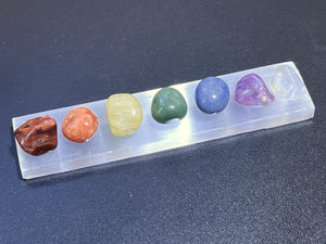 7 Tumbled Stone Crystal Collection Chakra Set With Selenite Bar Carving Reiki