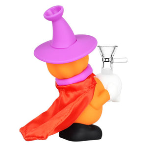 Pumpkin Witch Silicone Water Pipe - 6.5" / 14mm F