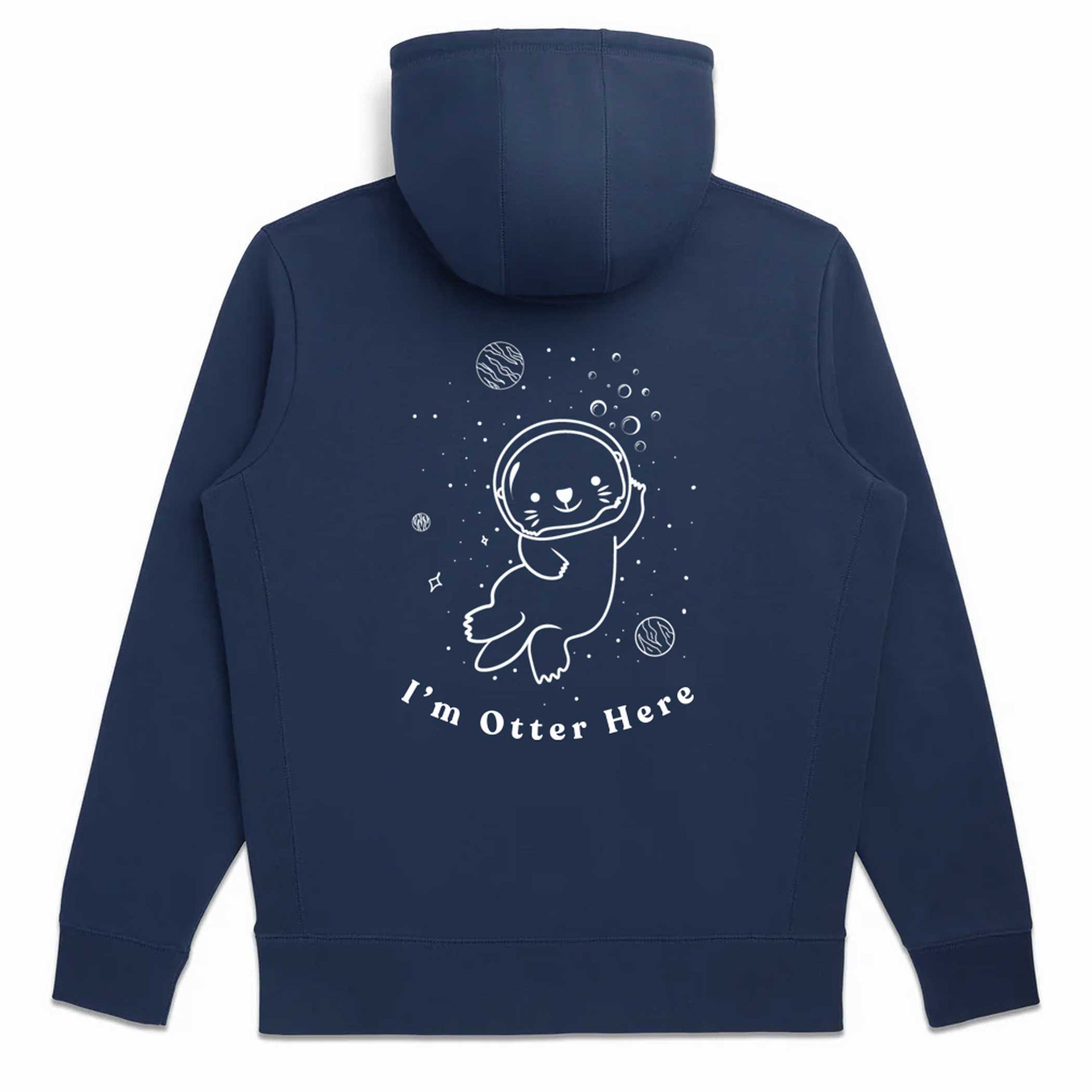 I'm Otter Here Funny Organic Cotton Navy Fair Trade Unisex Zip Up Hoodie