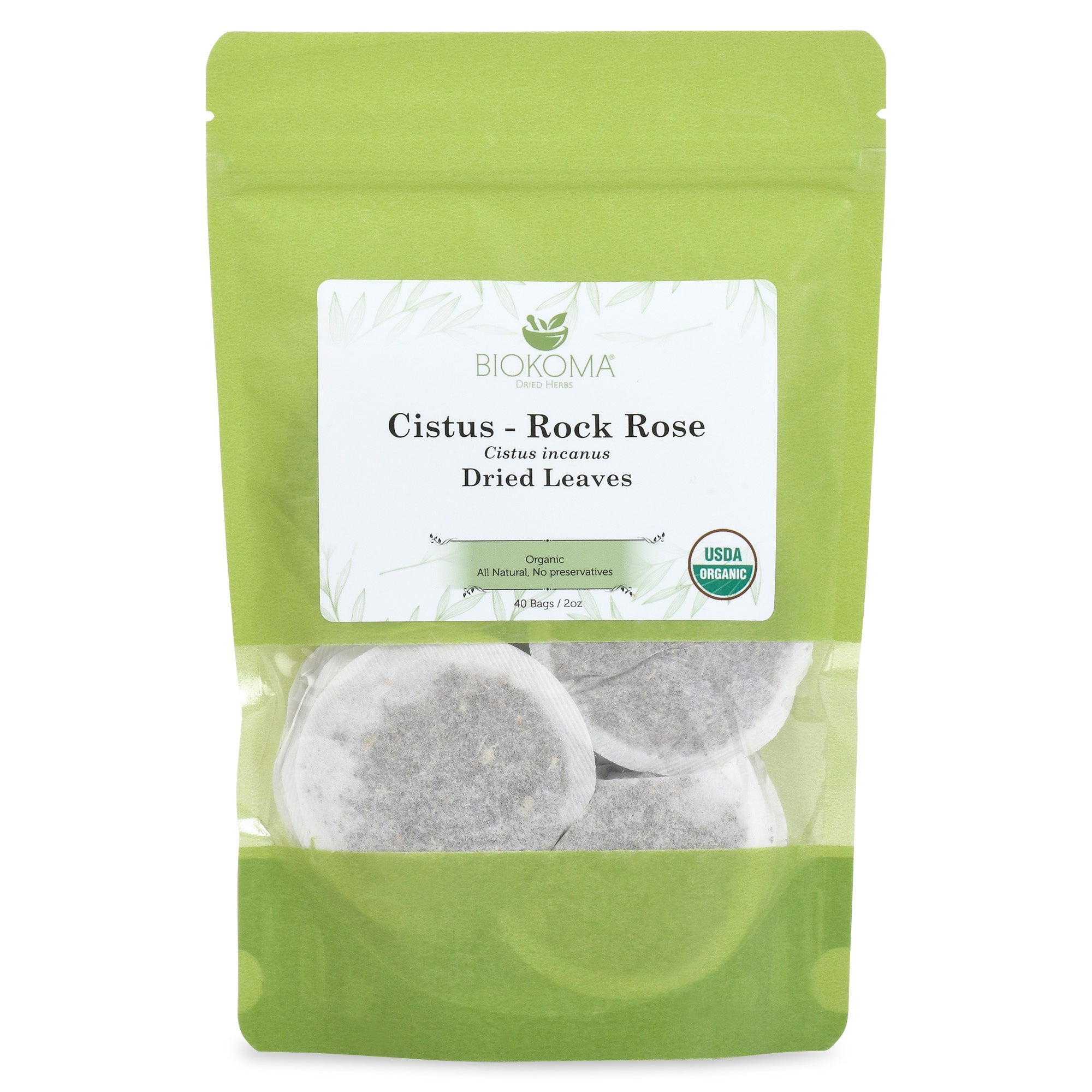 Cistus - Rock Rose (Cistus incanus) Organic Dried Leaves 40 Tea Bags 2oz - Albanian