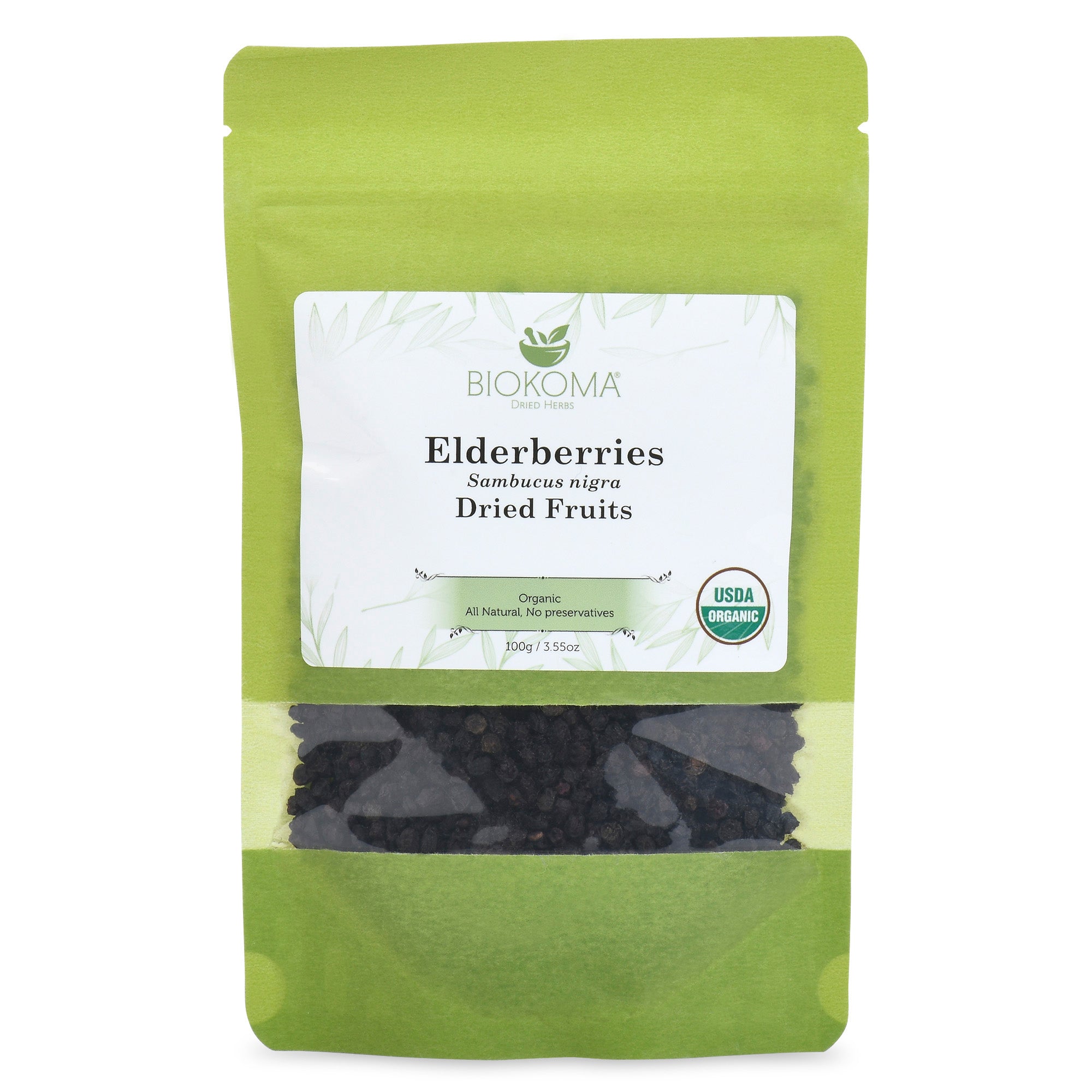 Elderberries (Sambucus nigra) Organic Dried Fruits 100g 3.55oz