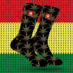 SYMETRICAL RASTA LEAF CREW SOCKS