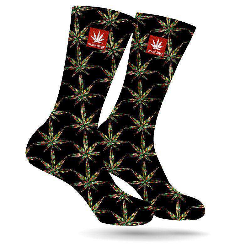 SYMETRICAL RASTA LEAF CREW SOCKS