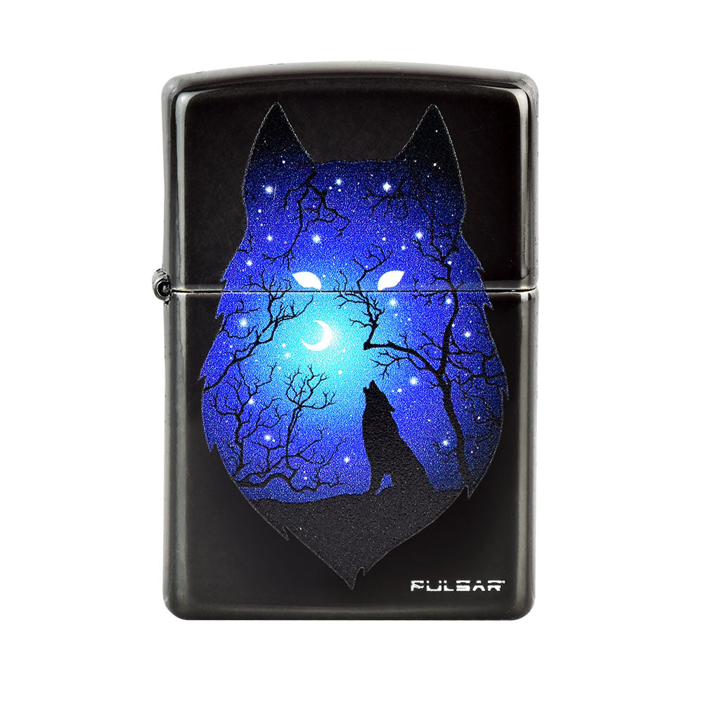 Zippo Lighter - Pulsar Wolf & Stars - Black Ice