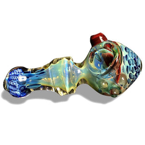 Multi-Colored Glass Spoon with Blue Swirls
