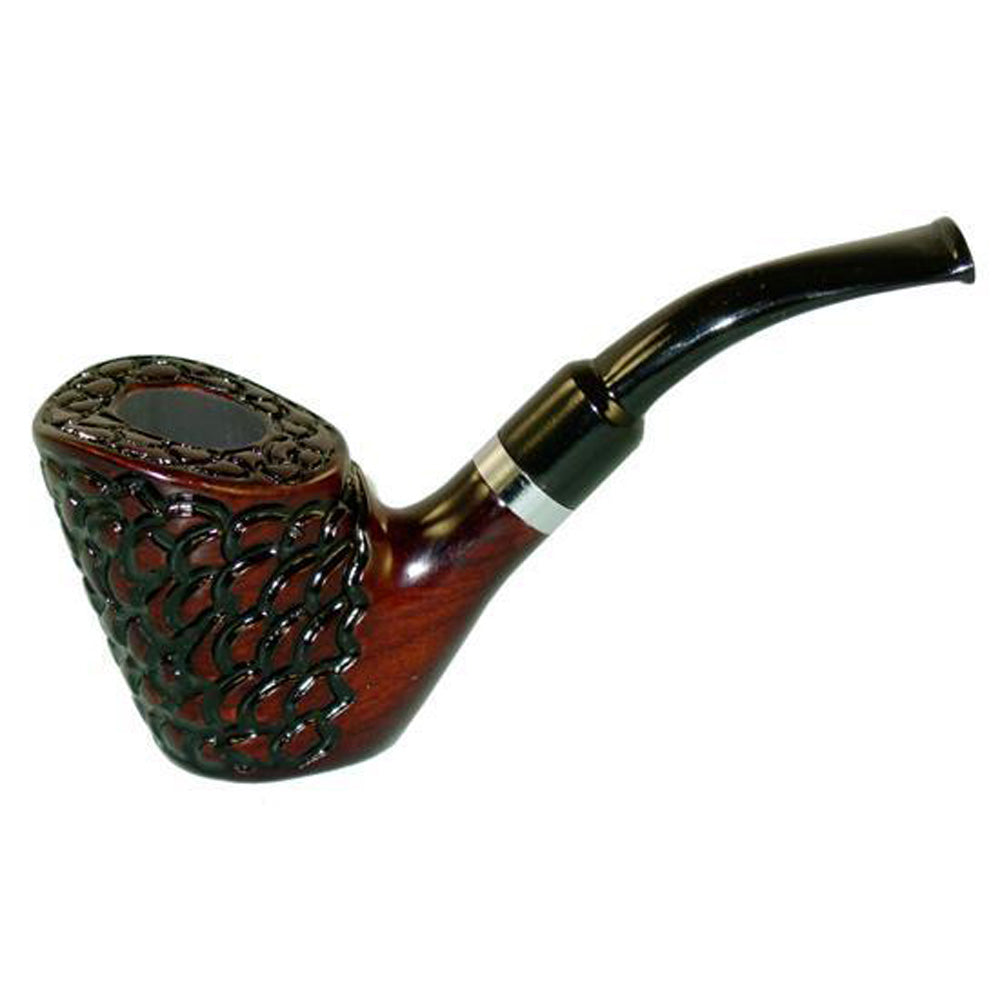 Shire Pipes Standing Carved Cherry Wood Tobacco Pipe - 5.5"