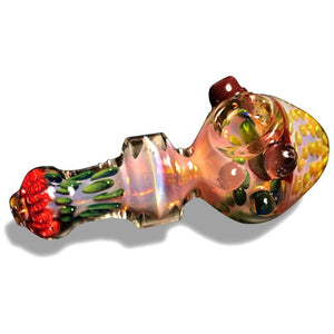 Multi-Colored Glass Spoon with Pink Swirls