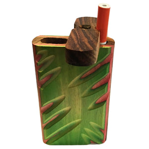 4" Carved Wood Swivel Cap Dugout - Green/Pink